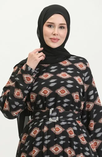 Plus Size Plooijurk Zwart 7824 1200