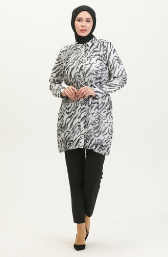 Large Size Zebra Patterned Tunic Black T1658 1043