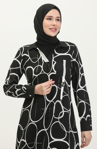 Tunique à Motifs Détaillés En Pierre Noire G3050 1096