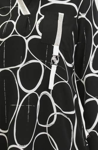 Tunique à Motifs Détaillés En Pierre Noire G3050 1096