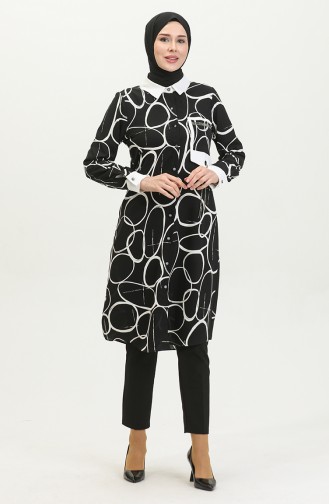 Lace Detailed Patterned Tunic Black G3087 1103