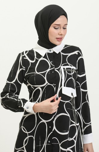 Tunique à Motifs Détaillés En Dentelle Noire G3087 1103