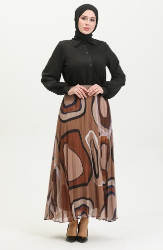 Jupe Plissée Grande Taille Marron 4325 1220