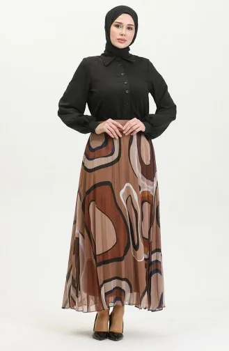 Jupe Plissée Grande Taille Marron 4325 1220