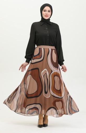 Jupe Plissée Grande Taille Marron 4325 1220