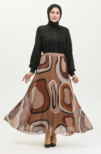 Jupe Plissée Grande Taille Marron 4325 1220