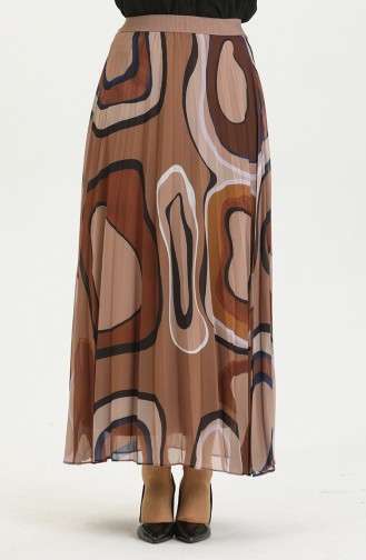 Jupe Plissée Grande Taille Marron 4325 1220