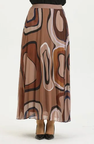 Jupe Plissée Grande Taille Marron 4325 1220