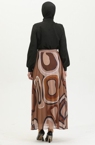 Plus Size Pleated Skirt Brown 4325 1220