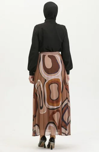 Jupe Plissée Grande Taille Marron 4325 1220