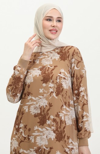 Gemustertes Kleid In Großen Größen Braun 7834 1119
