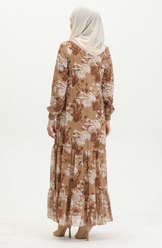 Gemustertes Kleid In Großen Größen Braun 7834 1119