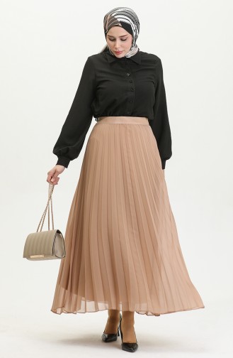 Jupe Plissée Grande Taille En Mousseline De Soie Vison 4325 1227
