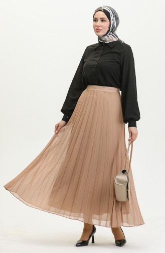 Plus Size Geplooide Chiffon Rok Mink 4325 1227