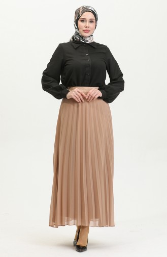 Plus Size Geplooide Chiffon Rok Mink 4325 1227