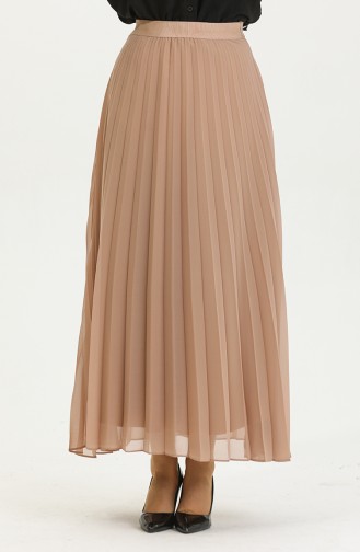 Jupe Plissée Grande Taille En Mousseline De Soie Vison 4325 1227