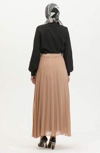 Jupe Plissée Grande Taille En Mousseline De Soie Vison 4325 1227