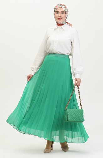 Plus Size Pleated Chiffon Skirt Green 4325 1224