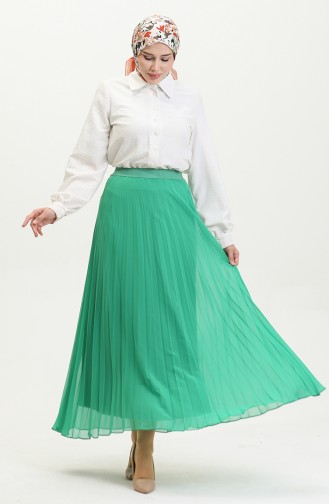 Plus Size Pleated Chiffon Skirt Green 4325 1224