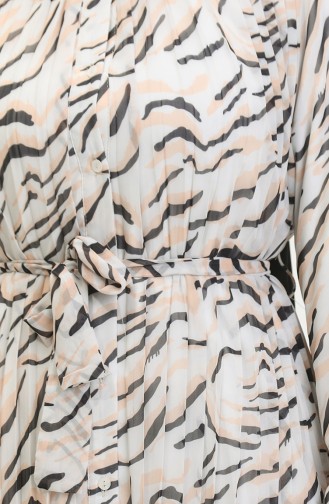 Large Size Zebra Patterned Tunic Beige T1658 1044