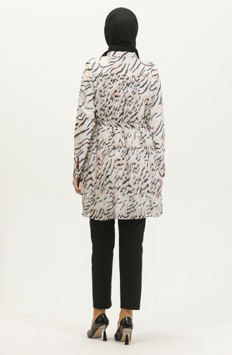 Large Size Zebra Patterned Tunic Beige T1658 1044