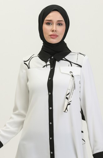 Tunique Détaillée En Dentelle Blanche G3085 1105