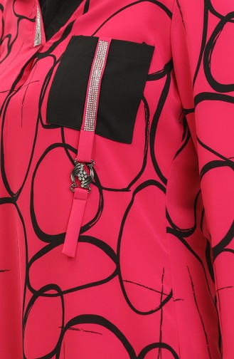 Stone Detailed Patterned Tunic Fuchsia G3050 1100