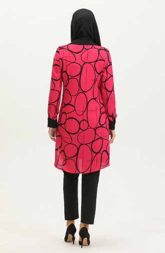Stone Detailed Patterned Tunic Fuchsia G3050 1100