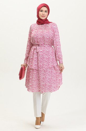 Floor Detailed Plus Size Tunic Pink T1634 1125