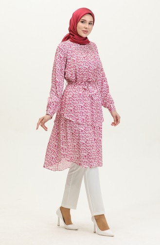 Floor Detailed Plus Size Tunic Pink T1634 1125