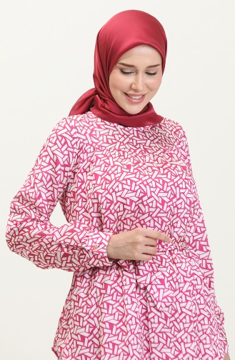 Floor Detailed Plus Size Tunic Pink T1634 1125