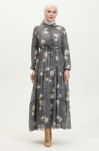 Robe Mousseline à Motifs 81833-06 Gris 81833-06