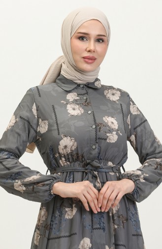 Robe Mousseline à Motifs 81833-06 Gris 81833-06