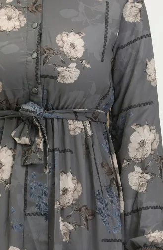 Patterned Chiffon Dress 81833-06 Gray 81833-06