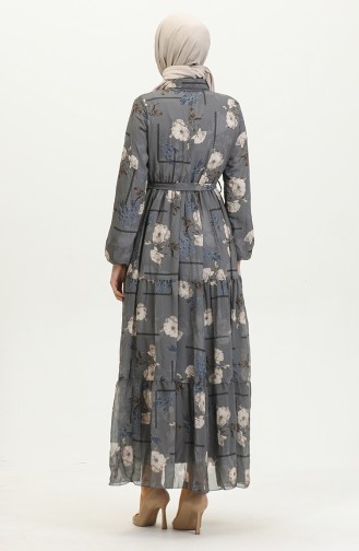 Robe Mousseline à Motifs 81833-06 Gris 81833-06