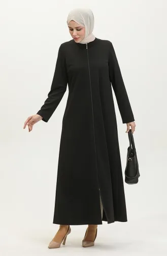 Front Zippered Double Abaya 2028-01 Black 2028-01