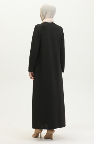 Front Zippered Double Abaya 2028-01 Black 2028-01