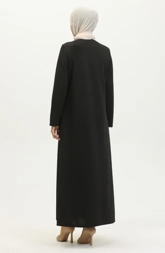 Front Zippered Double Abaya 2028-01 Black 2028-01