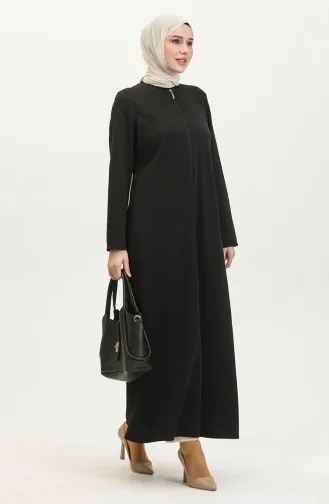 Front Zippered Double Abaya 2028-01 Black 2028-01