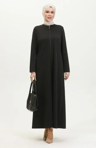 Front Zippered Double Abaya 2028-01 Black 2028-01