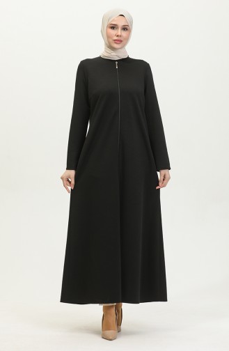 Front Zippered Double Abaya 2028-01 Black 2028-01