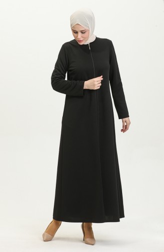 Front Zippered Double Abaya 2028-01 Black 2028-01