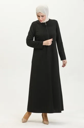 Front Zippered Double Abaya 2028-01 Black 2028-01