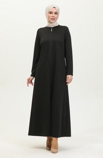 Front Zippered Double Abaya 2028-01 Black 2028-01