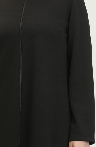 Front Zippered Double Abaya 2028-01 Black 2028-01