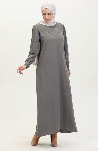 Jurk Met Steenprint 0406-03 Grijs 0406-03