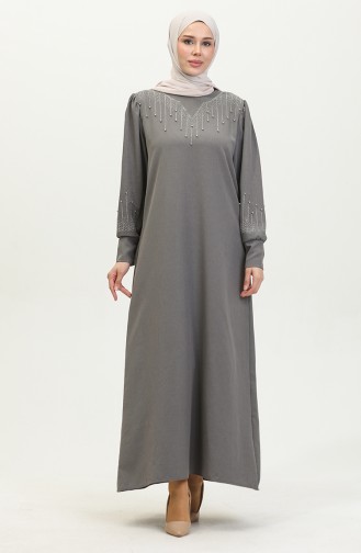 Jurk Met Steenprint 0406-03 Grijs 0406-03
