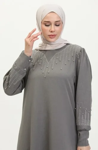 Jurk Met Steenprint 0406-03 Grijs 0406-03