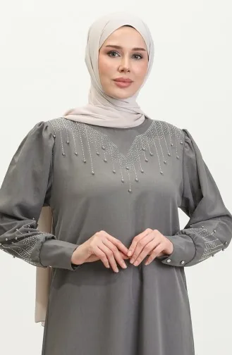 Jurk Met Steenprint 0406-03 Grijs 0406-03