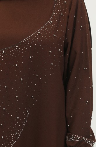 Abendkleid Mit Steinmuster 0407-04 Braun 0407-04